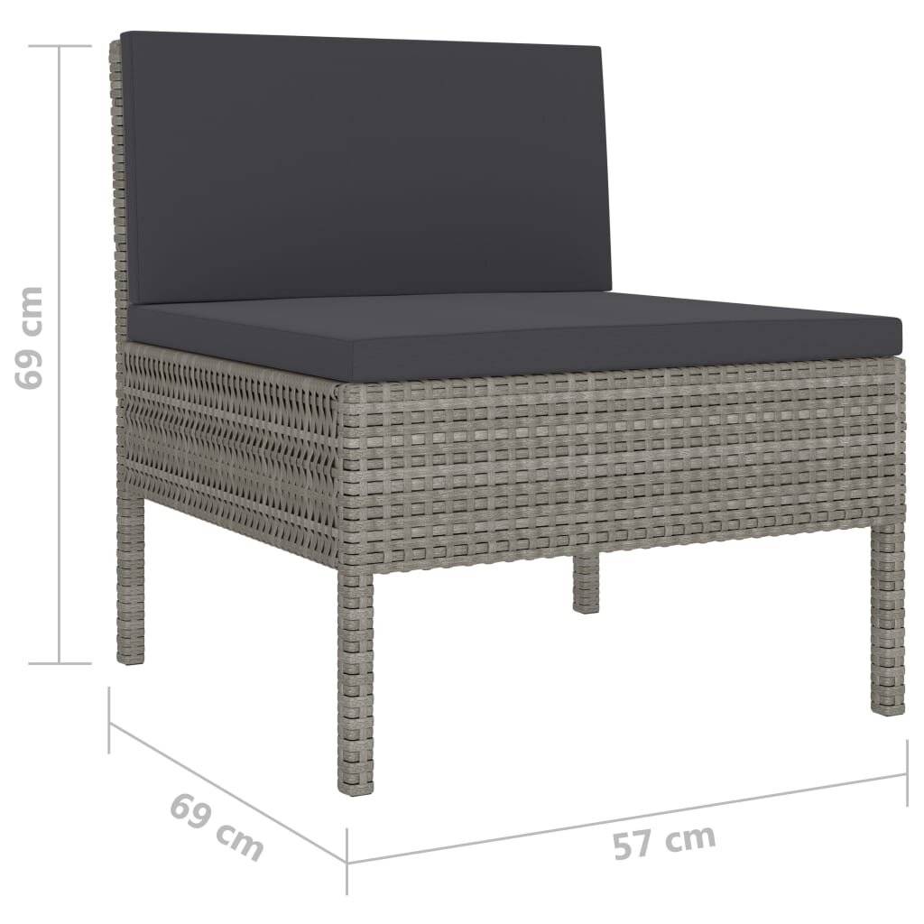 10-tlg. Garten-Lounge-Set mit Auflagen Poly Rattan Grau-6