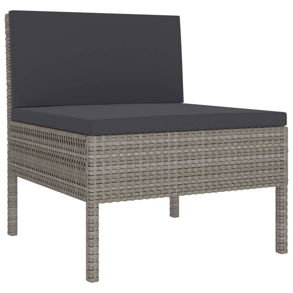 10-tlg. Garten-Lounge-Set mit Auflagen Poly Rattan Grau-3