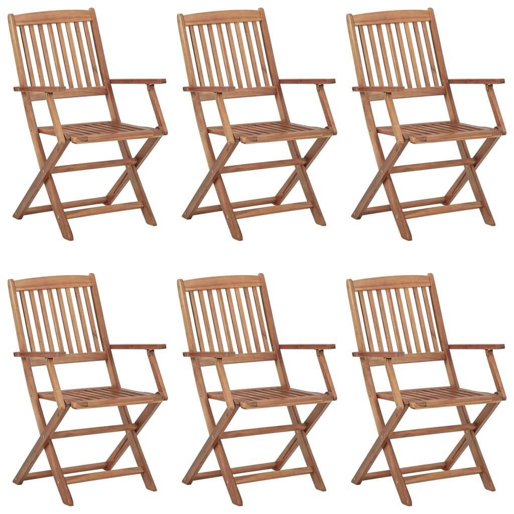 Klappbare Gartenstühle 6 Stk. mit Kissen Massivholz Akazie-1