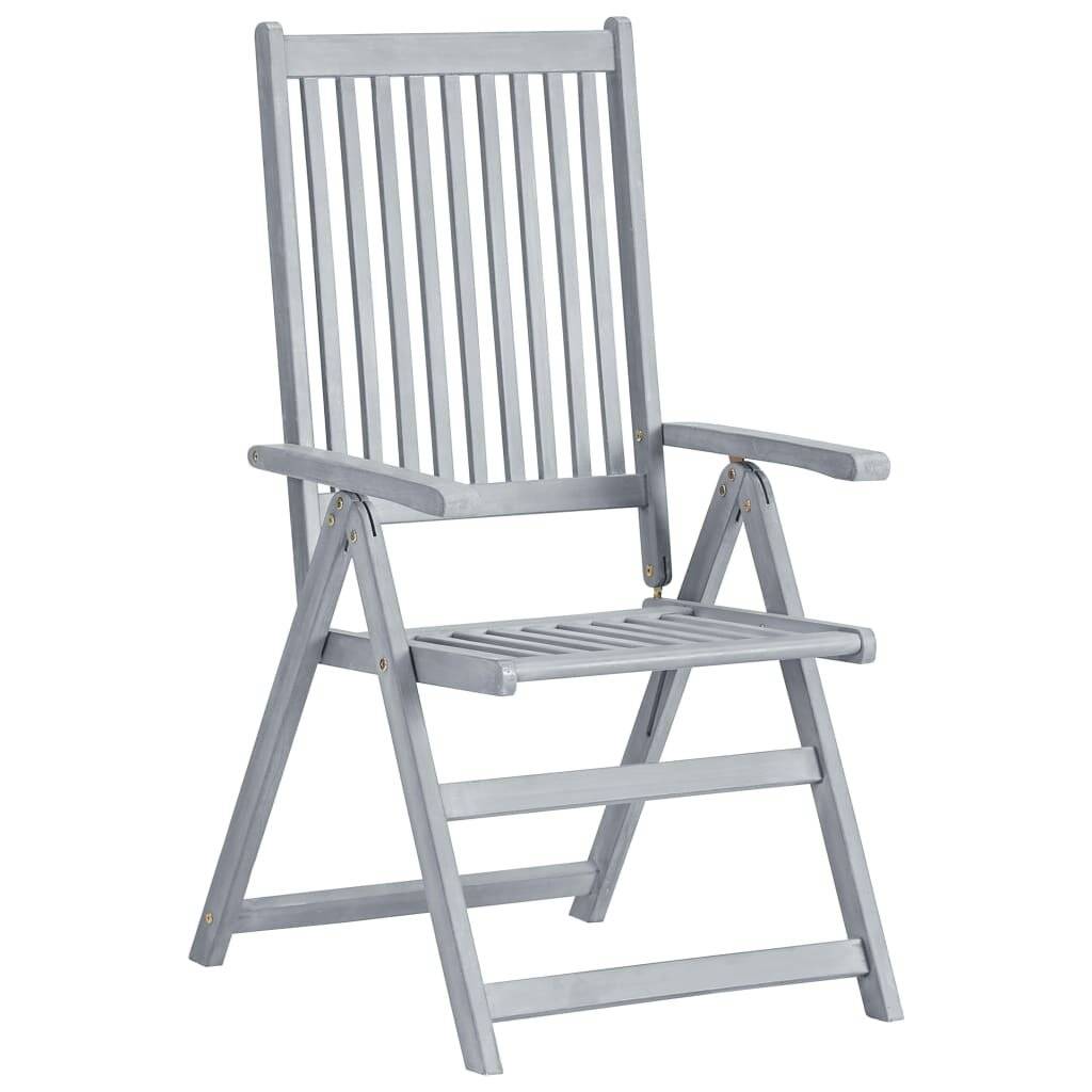 Verstellbare Gartenstühle mit Auflagen 8 Stk. Grau Akazienholz-3