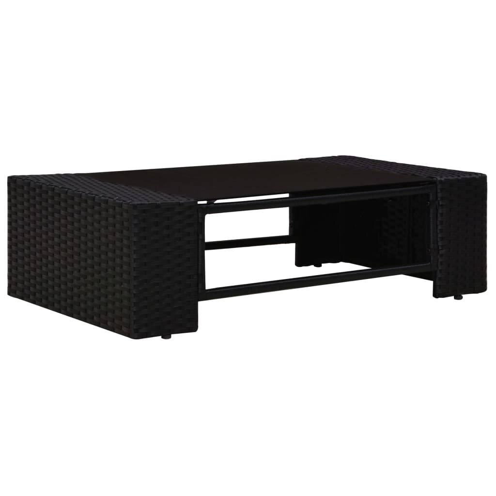 5-tlg. Garten-Lounge-Set Poly Rattan Schwarz-2