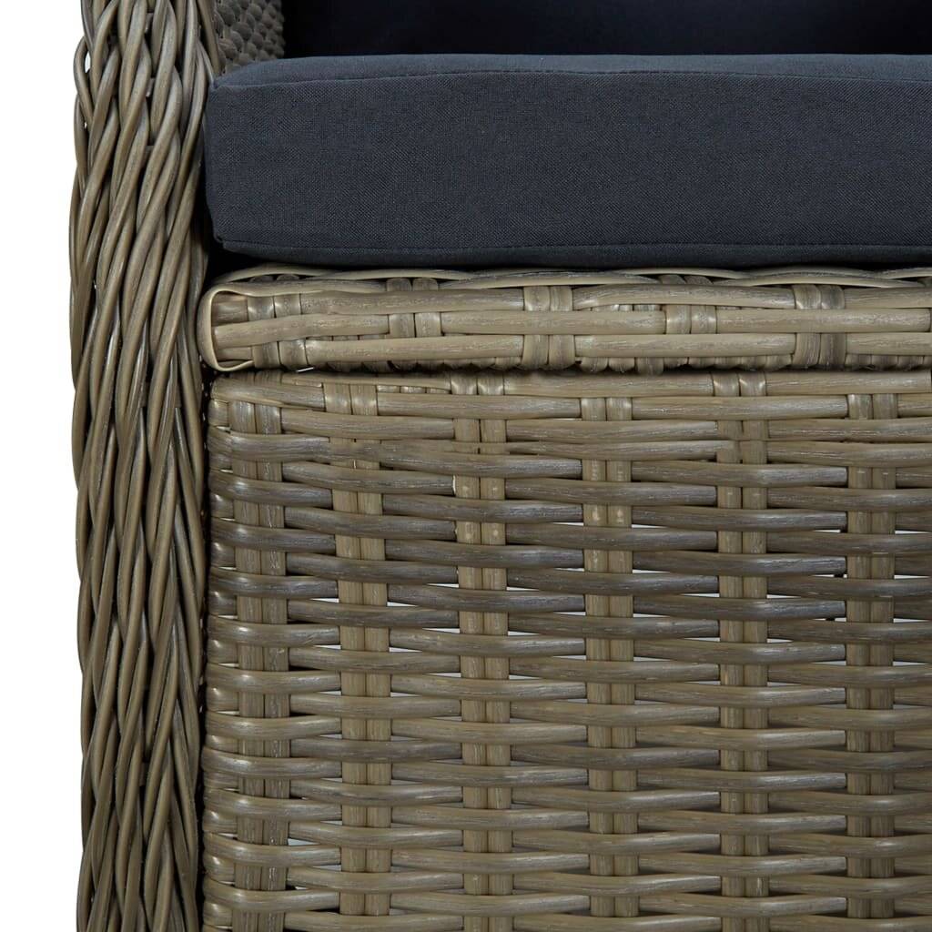 vidaXL Verstellbarer Gartensessel mit Auflagen Poly Rattan Braun-5