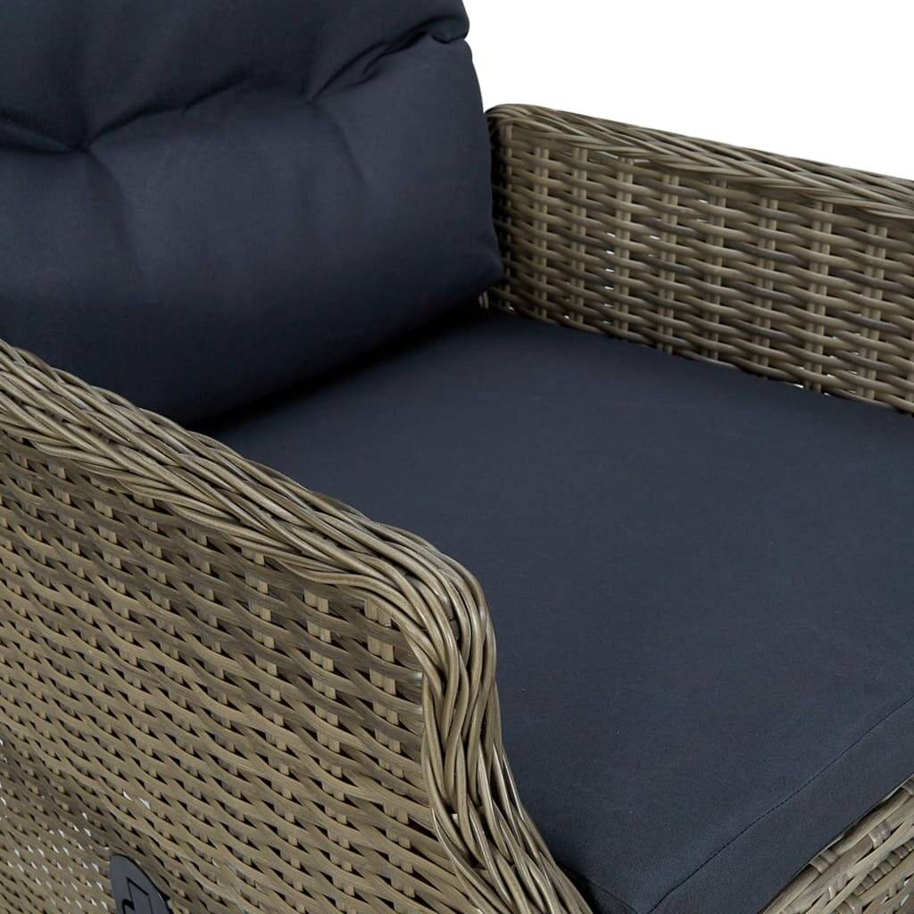 vidaXL Verstellbarer Gartensessel mit Auflagen Poly Rattan Braun-6