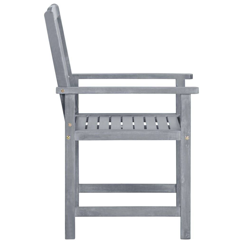 Regiestühle mit Kissen 2 Stk. Grau Massivholz Akazie-3