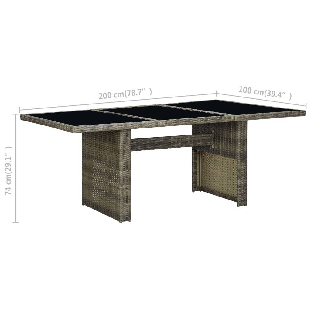 vidaXL Gartentisch Braun Poly Rattan und Hartglas-5