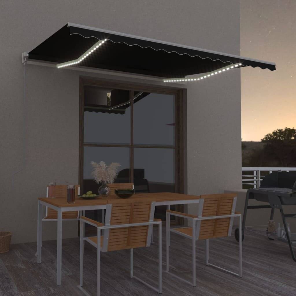 Gelenkarmmarkise Einziehbar mit LED 400x300 cm Anthrazit-0
