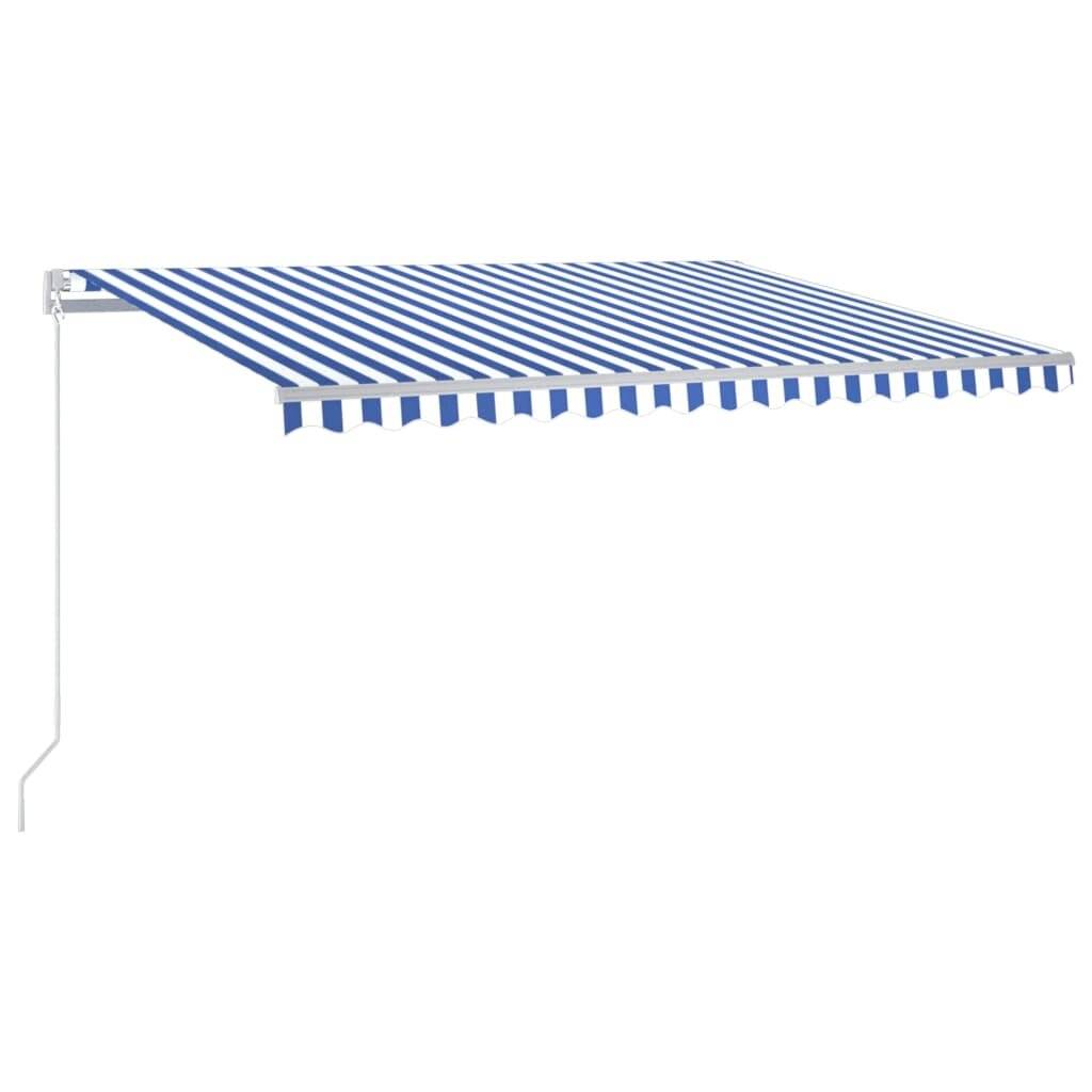 Gelenkarmmarkise Einziehbar mit LED 400x300 cm Blau und Weiß-1