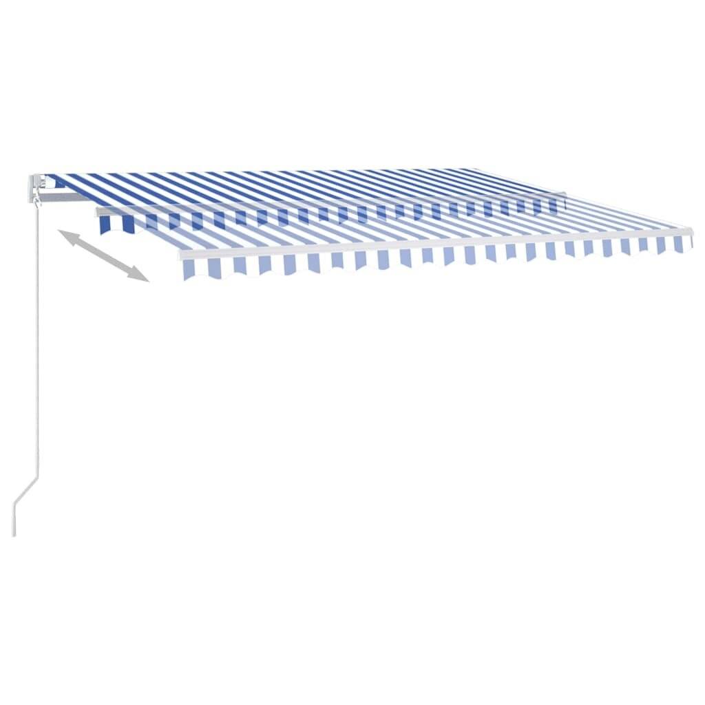 Gelenkarmmarkise Einziehbar mit LED 400x300 cm Blau und Weiß-2