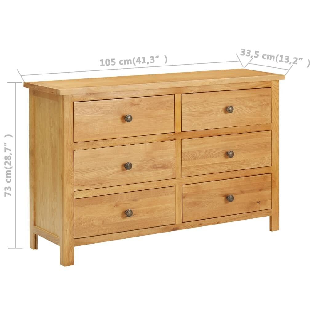 Schubladenschrank 105 x 33,5 x 73 cm Massivholz Eiche-6