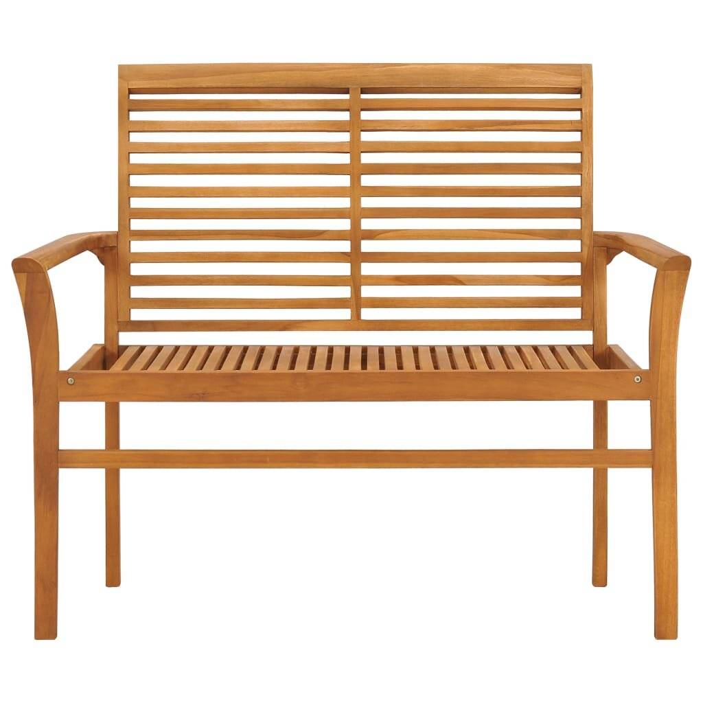 Gartenbank mit Grauer Auflage 112 cm Massivholz Teak-2
