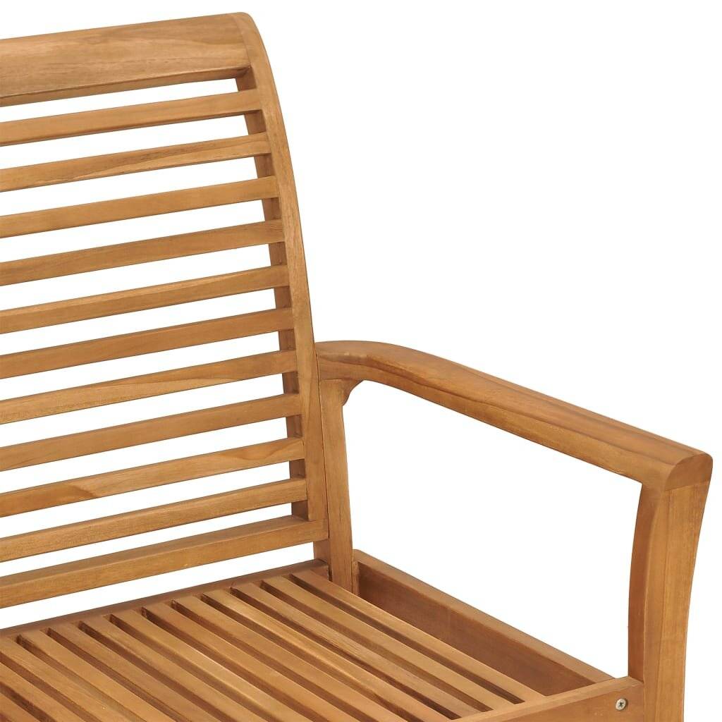 Gartenbank mit Grauer Auflage 112 cm Massivholz Teak-3