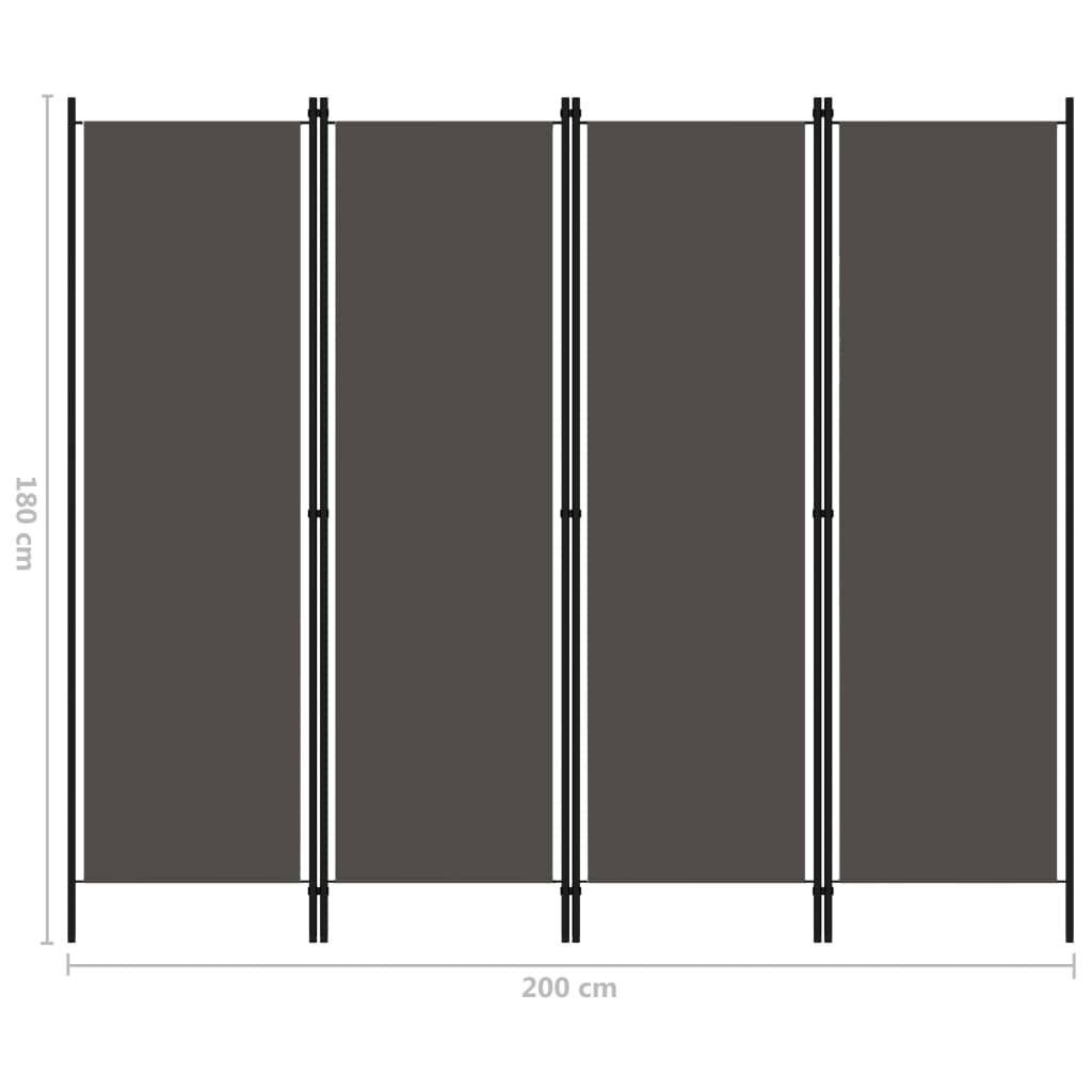 vidaXL 4-tlg. Raumteiler Anthrazit 200x180 cm-5