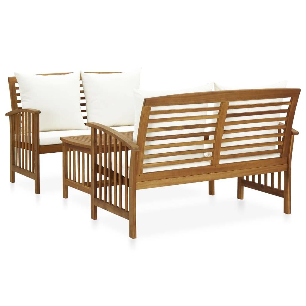 3-tlg. Garten-Lounge-Set mit Auflagen Massivholz Akazie-0