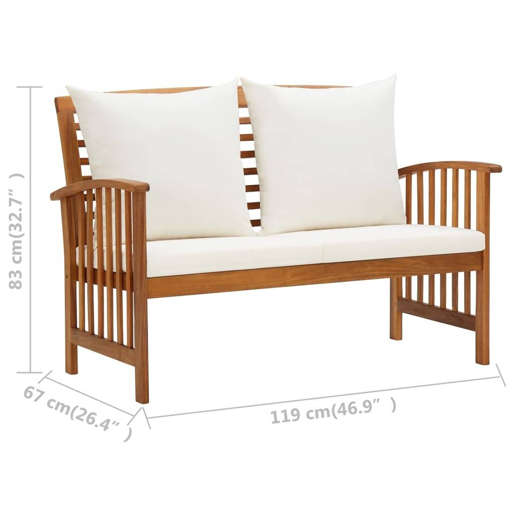 Symbolbild für 3-tlg. Garten-Lounge-Set mit Auflagen Massivholz Akazie