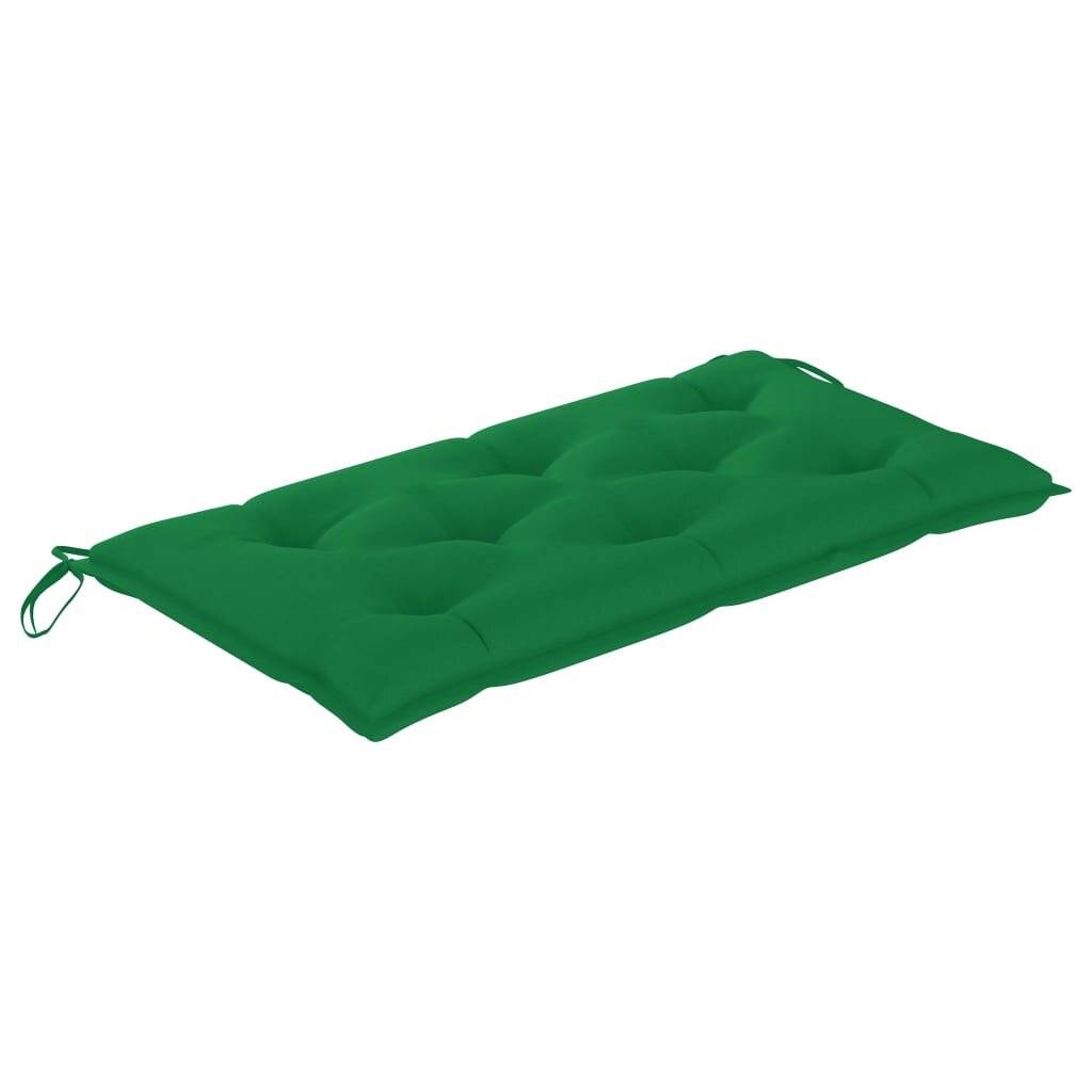 vidaXL Gartenbank mit Grüner Auflage 112 cm Massivholz Teak-6