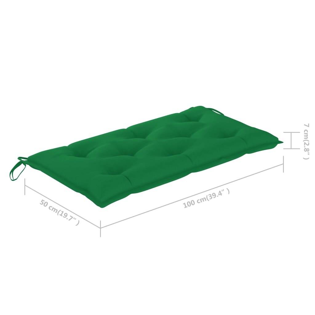 Symbolbild für vidaXL Gartenbank mit Grüner Auflage 112 cm Massivholz Teak