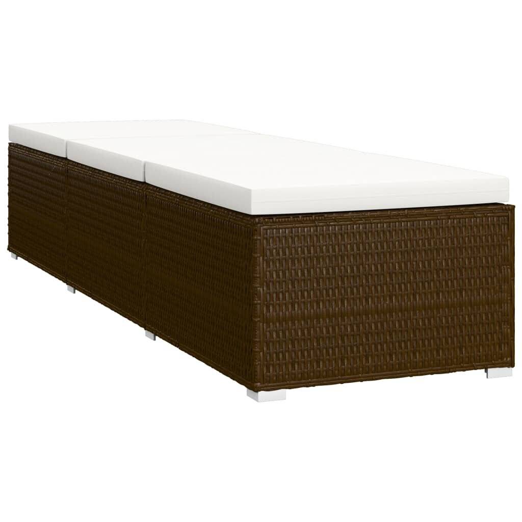 vidaXL 3-tlg. Garten-Sonnenliegen mit Teetisch Poly Rattan Braun-5