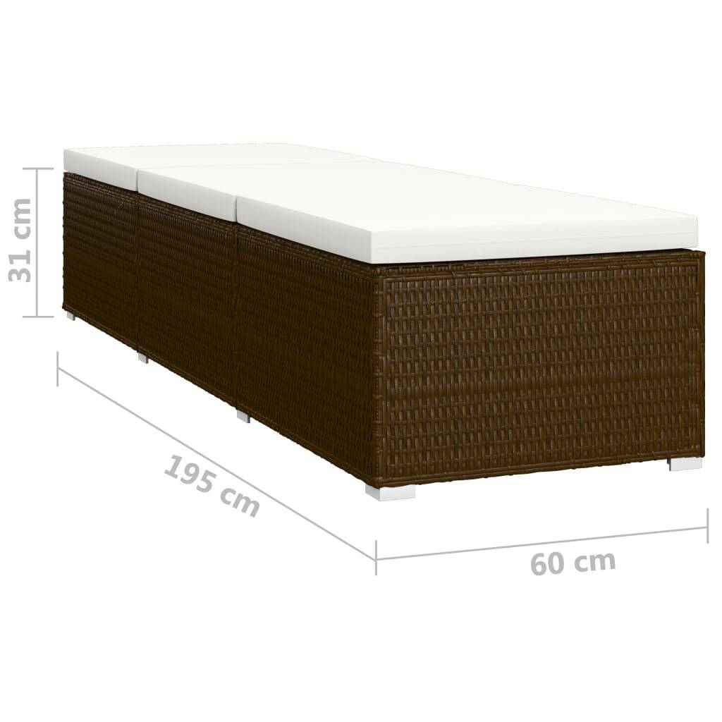 Symbolbild für vidaXL 3-tlg. Garten-Sonnenliegen mit Teetisch Poly Rattan Braun