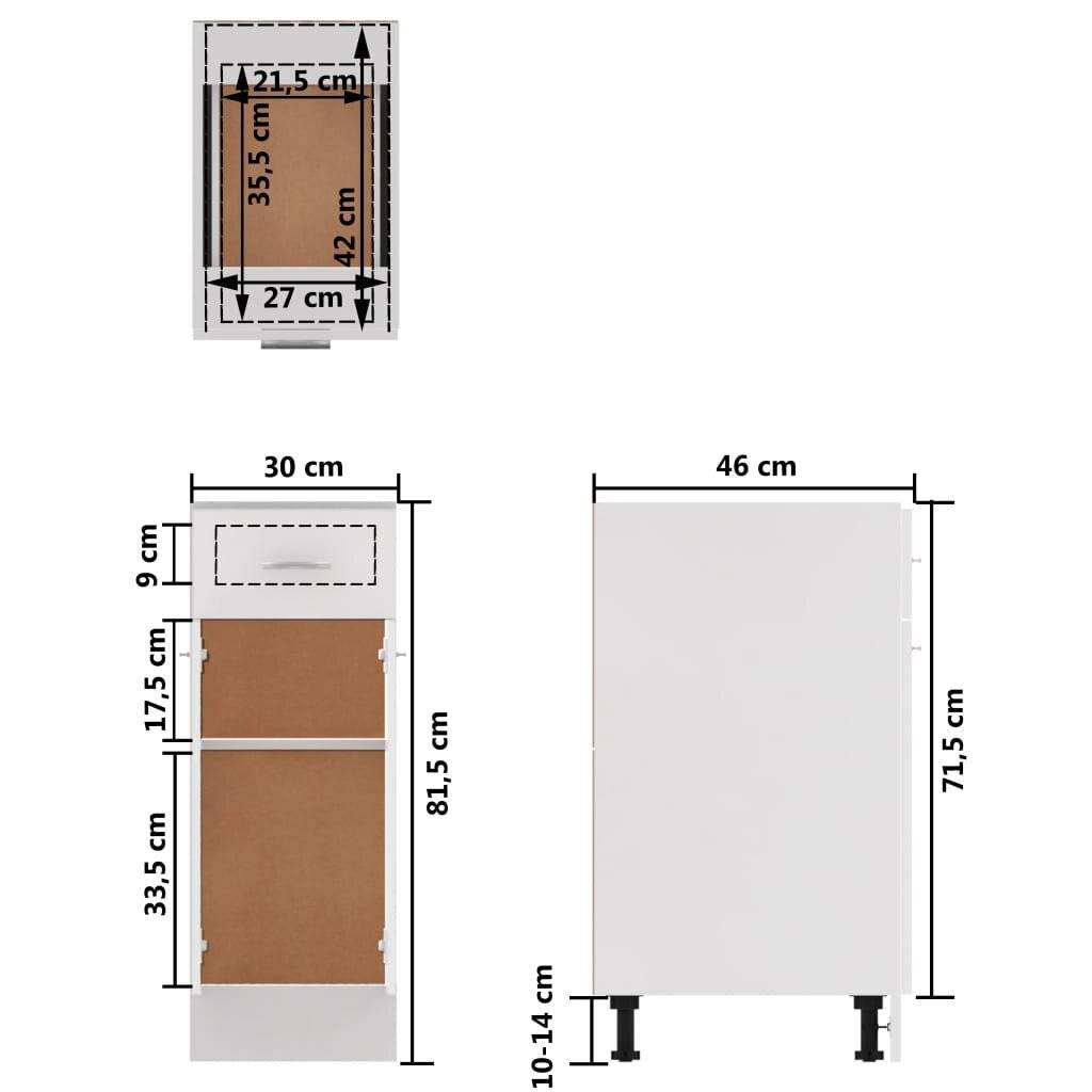 Symbolbild für vidaXL Schubunterschrank Lyon Weiß 30x46x81,5 cm Holzwerkstoff