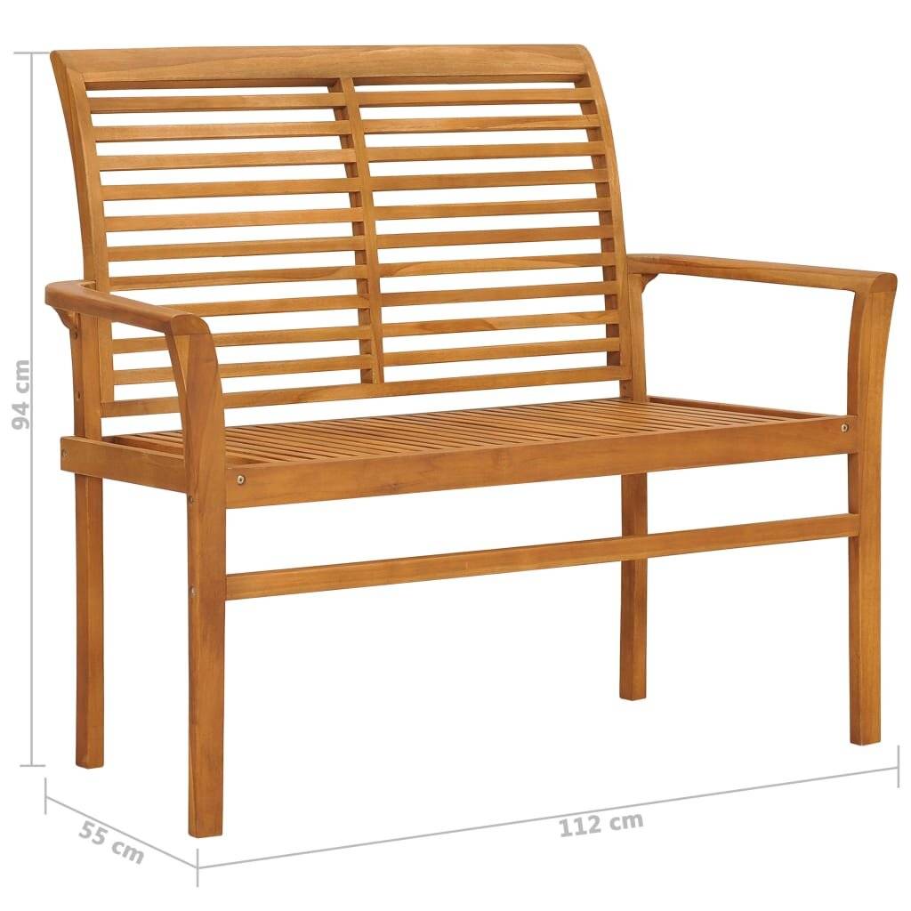 Symbolbild für Gartenbank mit Grauer Auflage 112 cm Massivholz Teak
