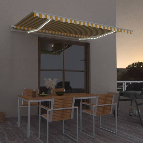 Gelenkarmmarkise Einziehbar mit LED 450x300 cm Gelb und Weiß
