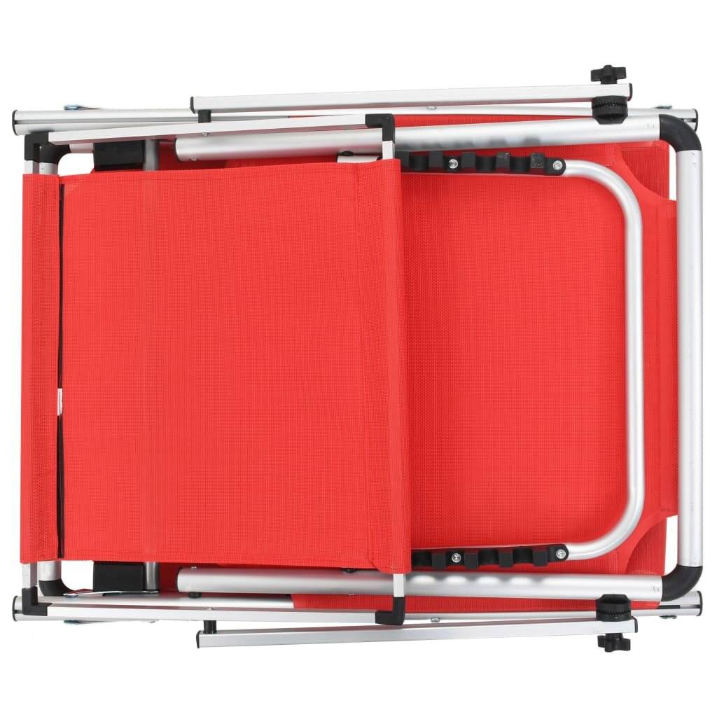 Klappbare Sonnenliegen mit Dach 2 Stk. Aluminium Textilene Rot-5