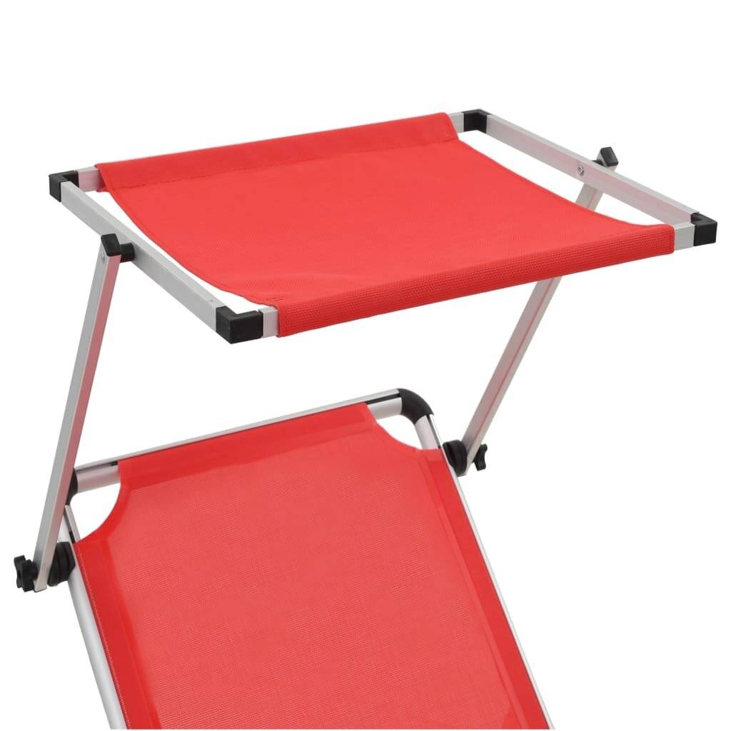 Klappbare Sonnenliegen mit Dach 2 Stk. Aluminium Textilene Rot-6