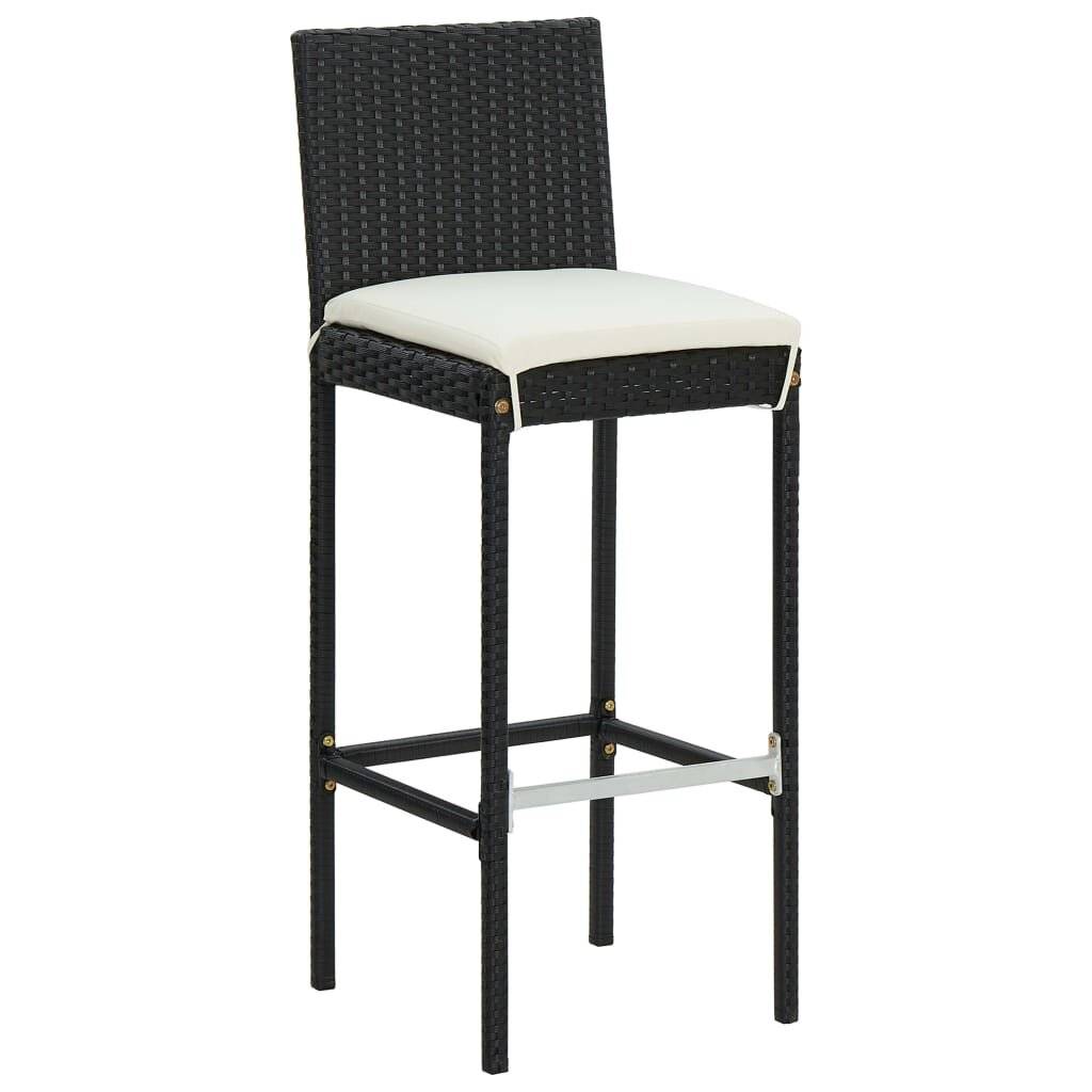 3-tlg. Gartenbar-Set mit Kissen Poly Rattan Schwarz-5