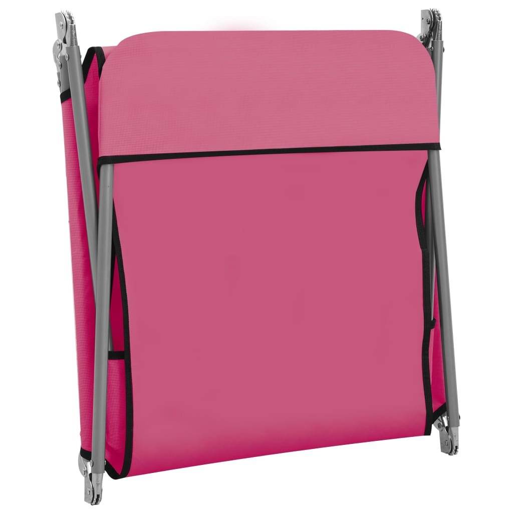 Klappbare Sonnenliegen 2 Stk. Stahl und Stoff Rosa-5