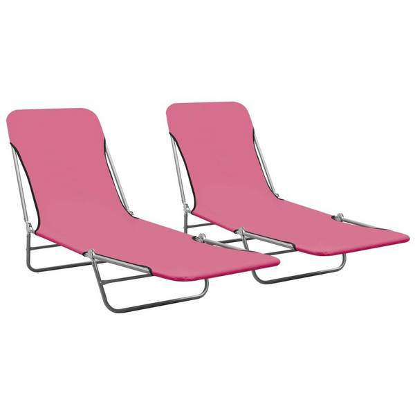 Klappbare Sonnenliegen 2 Stk. Stahl und Stoff Rosa