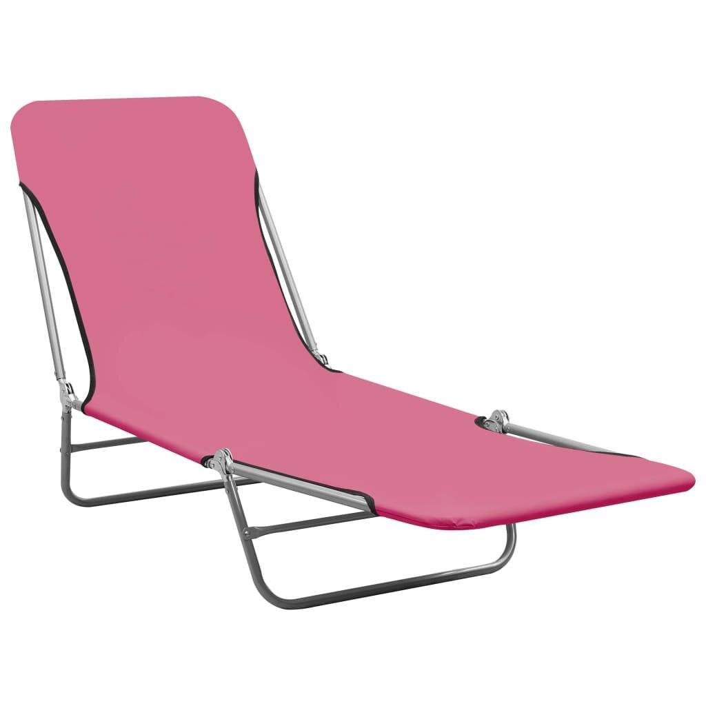 Klappbare Sonnenliegen 2 Stk. Stahl und Stoff Rosa-1