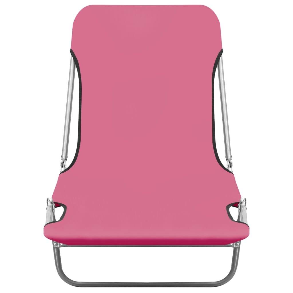 Klappbare Sonnenliegen 2 Stk. Stahl und Stoff Rosa-2