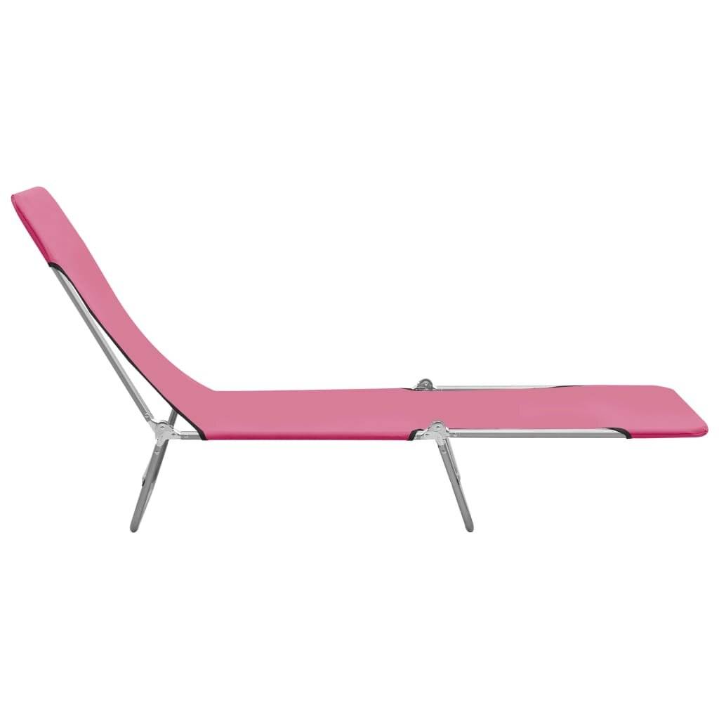 Klappbare Sonnenliegen 2 Stk. Stahl und Stoff Rosa-3