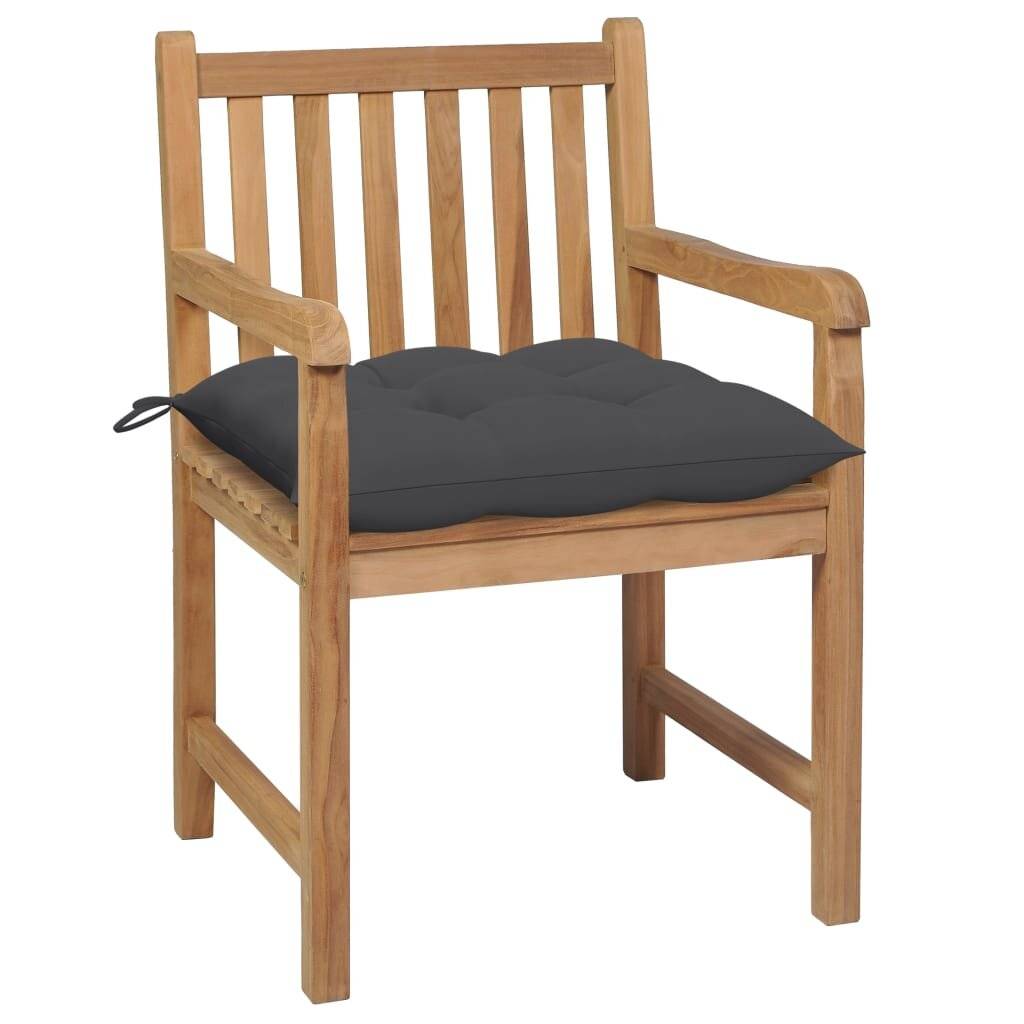 Gartenstühle 2 Stk. mit Anthrazit Kissen Massivholz Teak-1