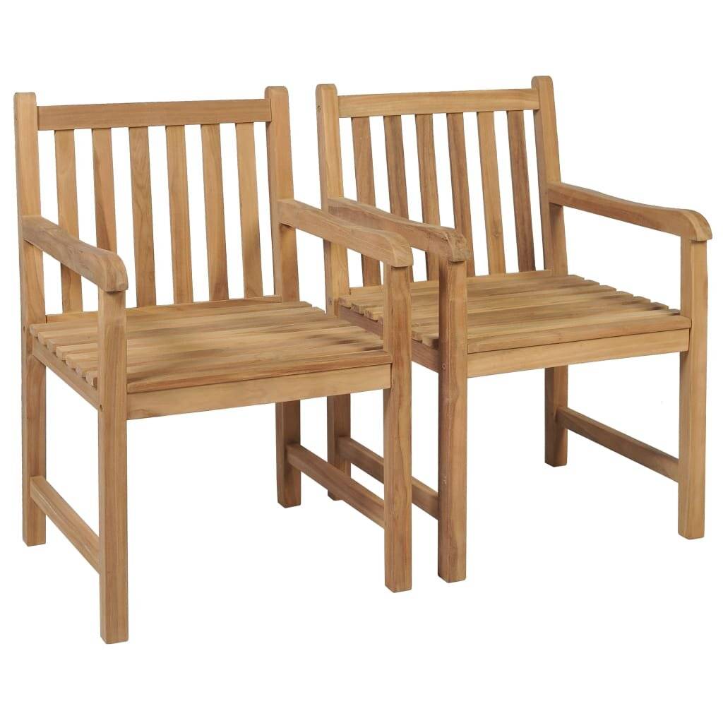 Gartenstühle 2 Stk. mit Anthrazit Kissen Massivholz Teak-2