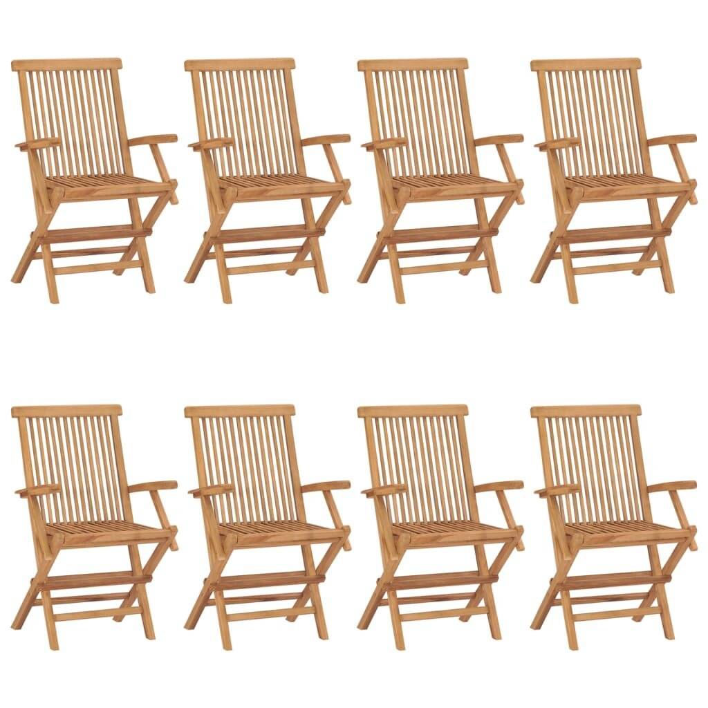 Gartenstühle mit Schwarzen Kissen 8 Stk. Massivholz Teak-1