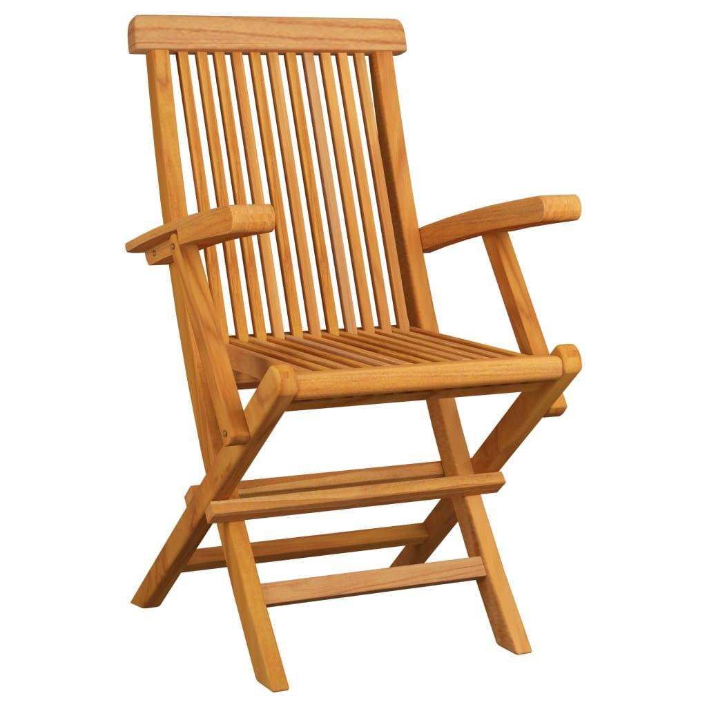 Gartenstühle mit Grünen Kissen 6 Stk. Massivholz Teak-3