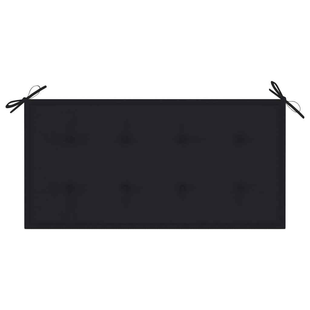 vidaXL Gartenbank mit Schwarzer Auflage 112 cm Massivholz Teak-5