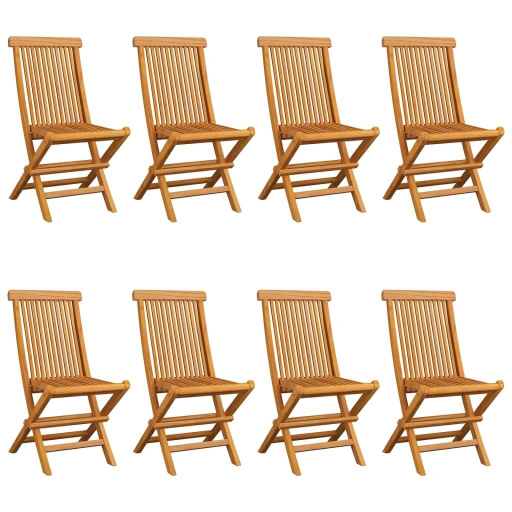 Gartenstühle mit Cremeweißen Kissen 8 Stk. Massivholz Teak-1