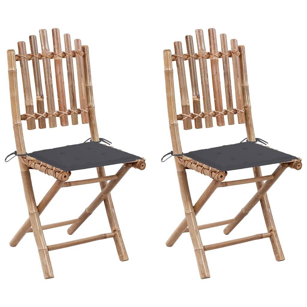 Klappbare Gartenstühle 2 Stk. mit Kissen Bambus-0