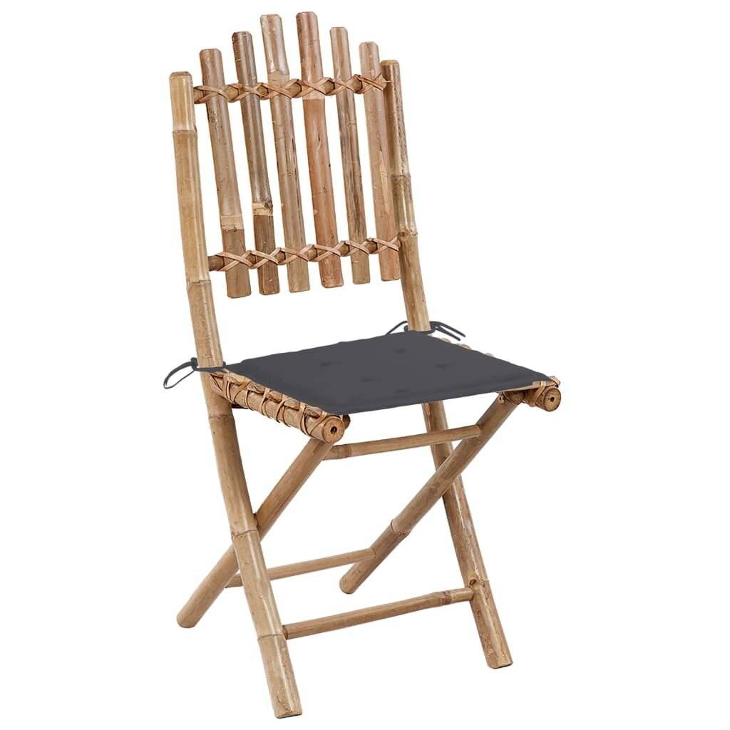 Klappbare Gartenstühle 2 Stk. mit Kissen Bambus-1
