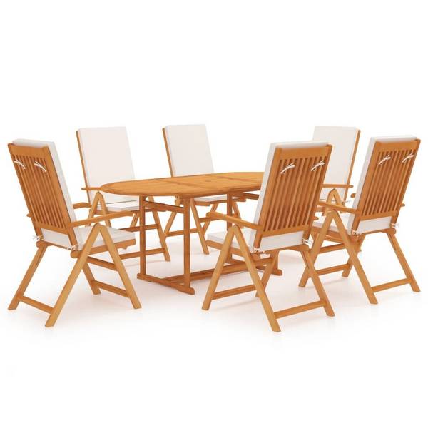 7-tlg. Garten-Essgruppe mit Kissen Massivholz Teak