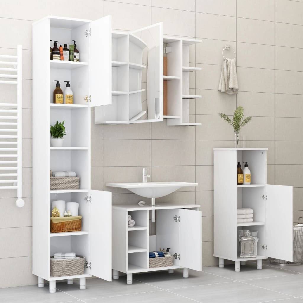 Bad-Spiegelschrank Weiß 80x20,5x64 cm Spanplatte-5