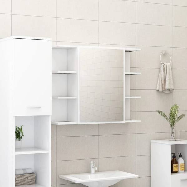 Bad-Spiegelschrank Weiß 80x20,5x64 cm Spanplatte