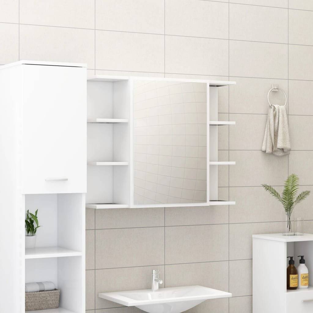 Bad-Spiegelschrank Weiß 80x20,5x64 cm Spanplatte-0