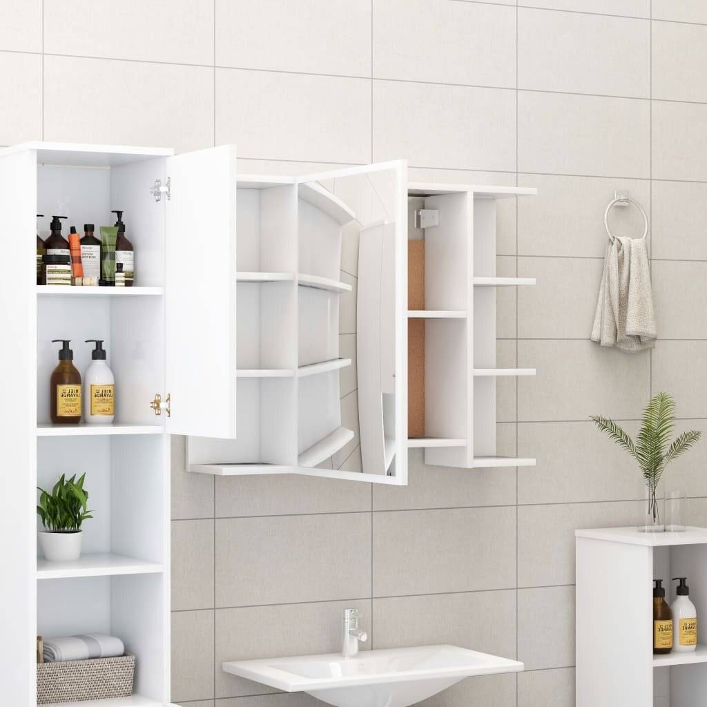 Bad-Spiegelschrank Weiß 80x20,5x64 cm Spanplatte-2