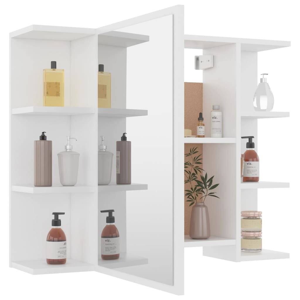 Bad-Spiegelschrank Weiß 80x20,5x64 cm Spanplatte-3