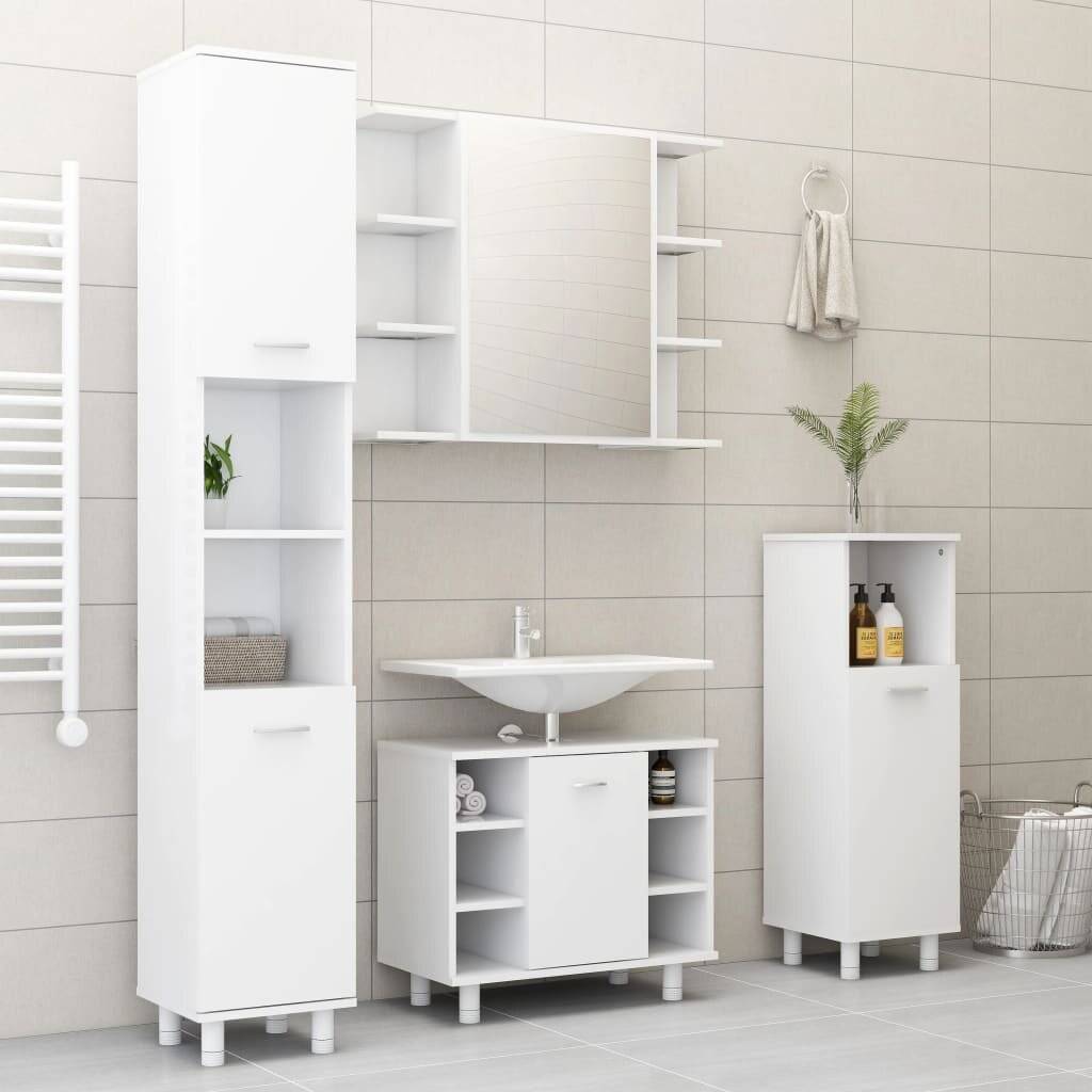 Bad-Spiegelschrank Weiß 80x20,5x64 cm Spanplatte-4