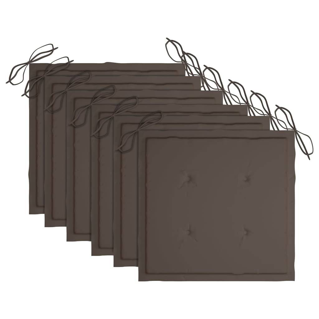 Gartenstühle 6 Stk. mit Taupe Kissen Massivholz Teak-4