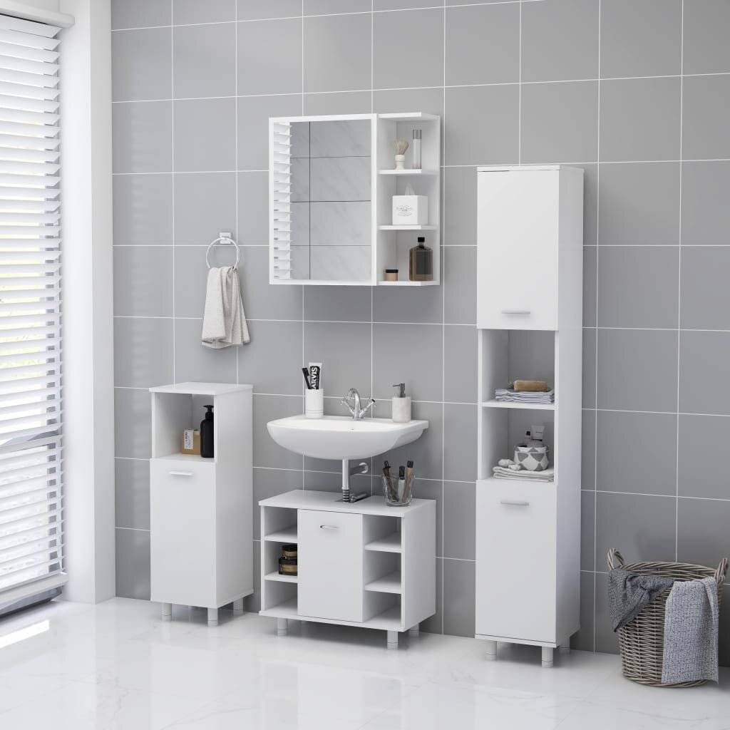 Bad-Spiegelschrank Weiß 62,5x20,5x64 cm Spanplatte-4